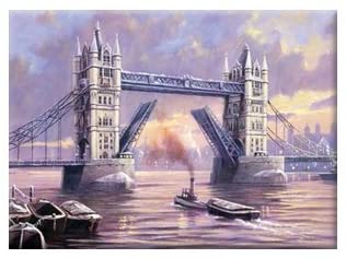 Royal & Langnickel 11 x 15 inch Tower Bridge Pre-Printed Paint by Number Painting Set, Blue - Image 2