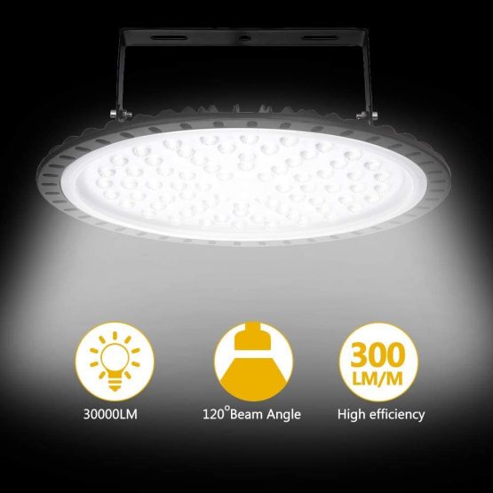 LED UFO High Bay Light Industrial lamp 300W, WZTO 5000LM 6000-6500K SMD 2835 LED Warehouse Lighting with Cold White Beam Angle 120 ° for Ceiling Lights, Hall Lighting, Workshop Lighting - Image 3