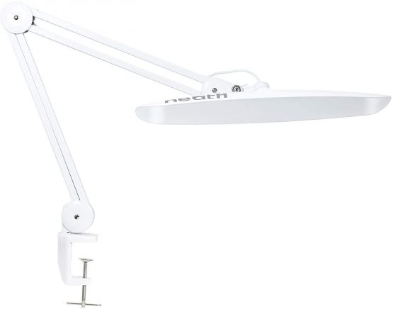 Neatfi XL 2,200 Lumens LED Task Lamp with Clamp, UK Plug, 24W Super Bright Desk Lamp, 117 Pcs SMD LED, 20 Inches Wide Lamp, 4 Level Brightness, Dimmable, Eye-Caring LED Lamp (White)