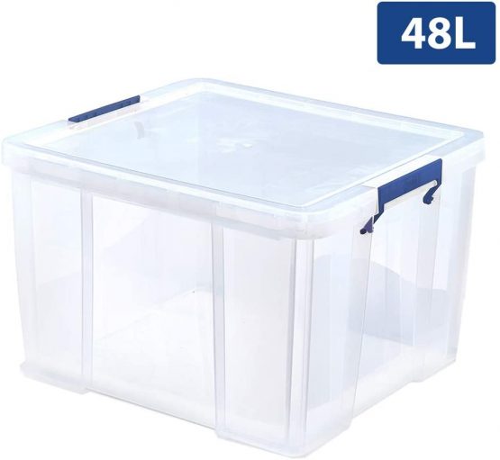 BANKERS BOX ProStore Plastic Storage Box Secure With Clip-Lock Secure Lid - 48 Litre (Int. Dimensions 30 x 41 x 37 cm)