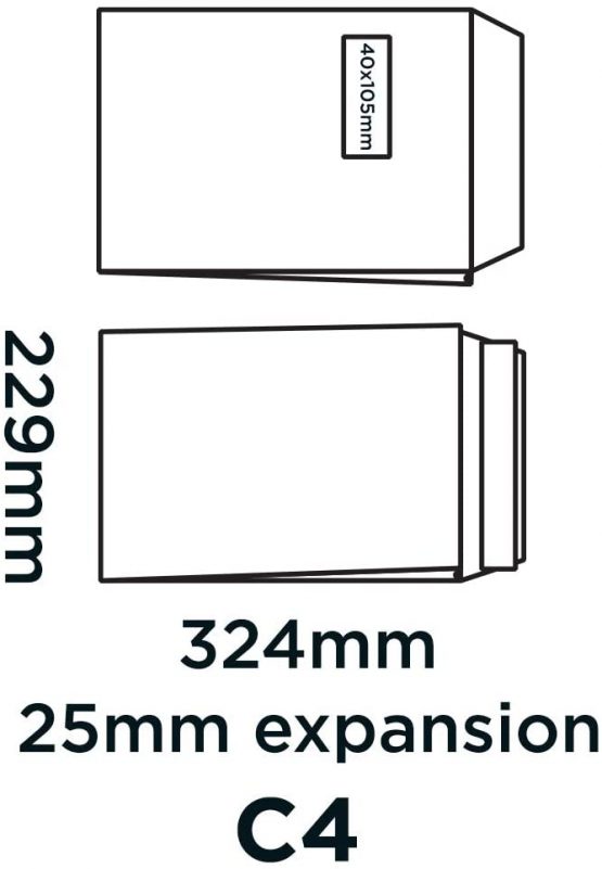 Blake Purely Packaging C4 324 x 229 x 25 mm 140 gsm Gusset Pocket Peel & Seal Window Envelopes (9001) White - Pack of 125 - Image 3