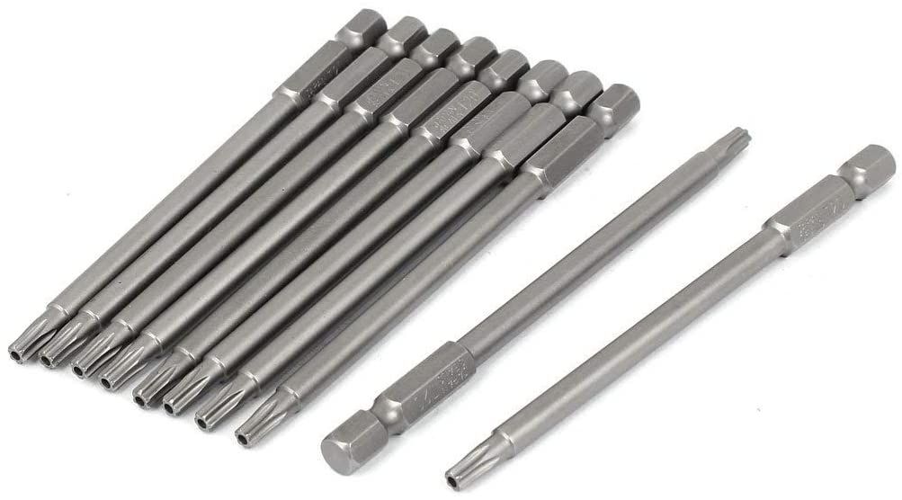 Sourcingmap® 100mm Length 1/4" Hex Shank T20 Torx Security Screwdriver Bits 10pcs