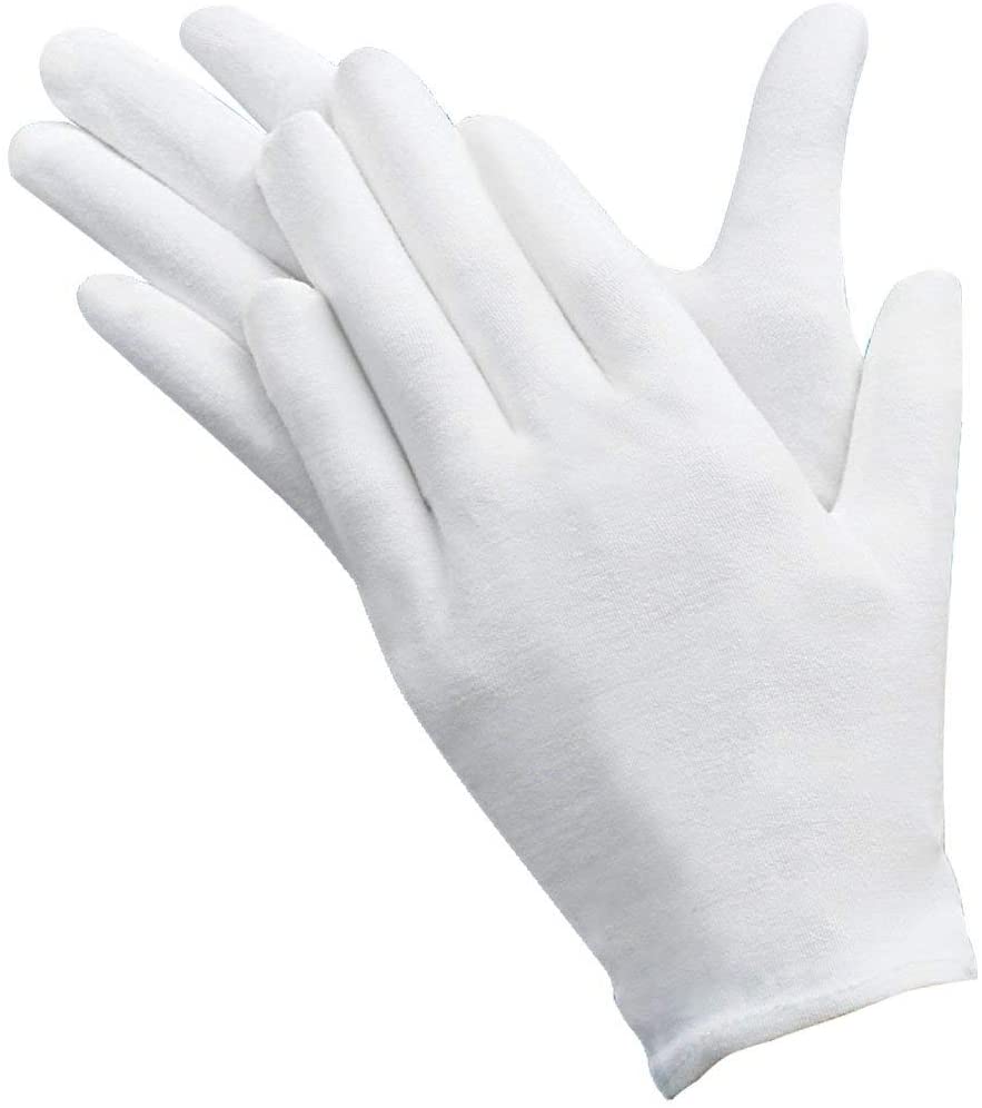 YIKEF 12 works White Cotton Gloves, Soft Gloves Moisturising Gloves for Coin Jewelry Health Daily Work Gloves For Men Women