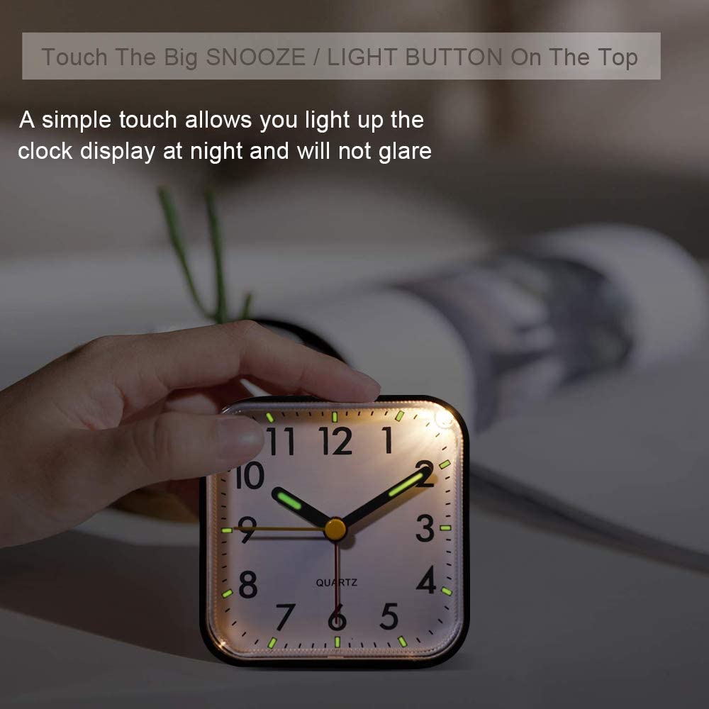 Tisaika Silent Alarm Clocks Bedside Non Ticking Battery Powered Table Clocks Luminous Large Display Snooze Light Function for Bedroom Office - Image 3