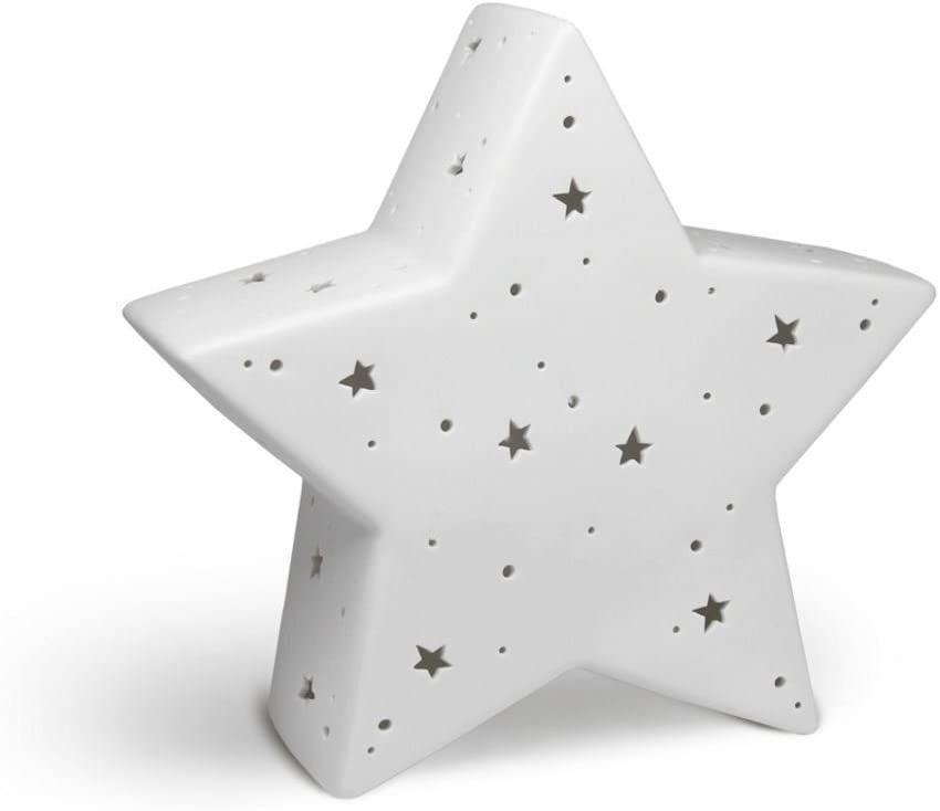 Handmade Porcelain Night Light for Kids - Star LED Table Lamp, Soft Glow Nursery Nightlight for Children's Bedroom, Baby Room Decor