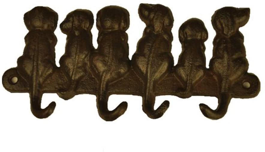 Eastlion Six Dog Four Key Hooks Antique Rust Iron, Bronze
