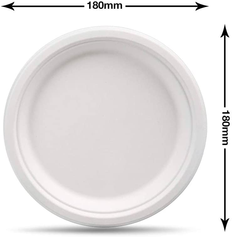 ecoserve tableware 50 Paper Plates White Bagasse Plates 7 Inch - Image 2