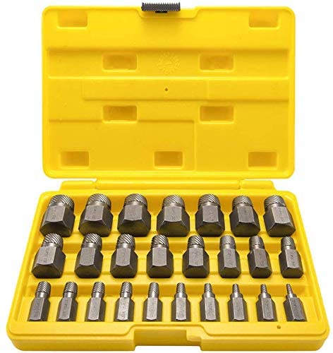 LANNIU 25Pcs Screw Extractor Set, Hex Head Multi-Spline Easy Out Bolt Extractor Set, Premium High Carbon Steel Rounded Bolt Remover