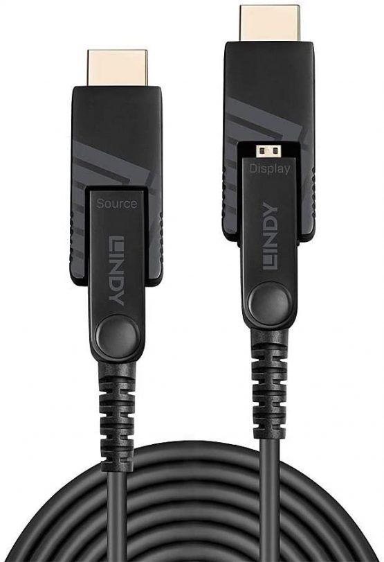 LINDY 40m Fibre Optic Hybrid Micro-HDMI 2.0 18G Cable with Detachable HDMI & DVI Connectors - Image 3