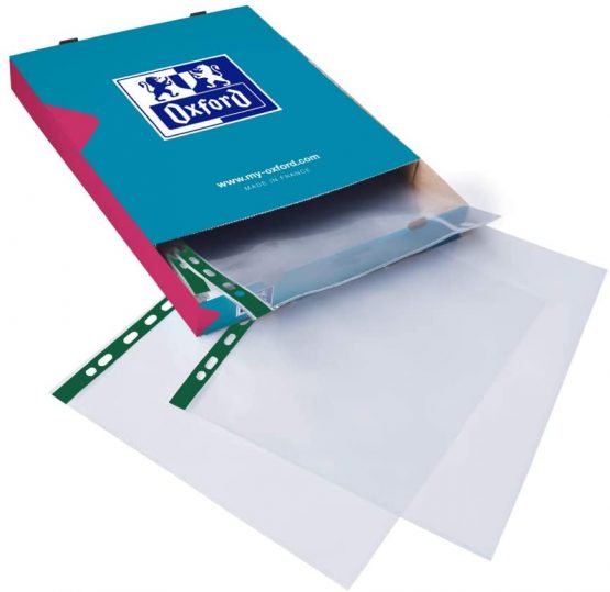 Oxford, Premium Punched Pockets A4, Glass Clear, 200 Poly Pockets - Image 2