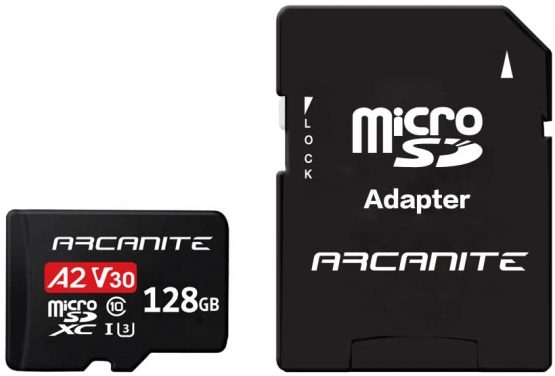 ARCANITE 128GB microSDXC Memory Card with Adapter - A2, UHS-I U3, V30, 4K, C10, Micro SD, Optimal read speeds up to 95 MB/s