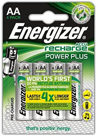 Energizer Accu Recharge Power Plus Rechargeable AA Batteries, 4 each, silver