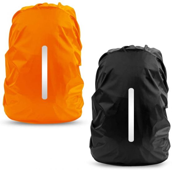 LAMA 2pcs Waterproof Rain Cover for Backpack, Reflective Rainproof Protector for Anti-dust and Anti-Theft M 26L-40L Black Orange