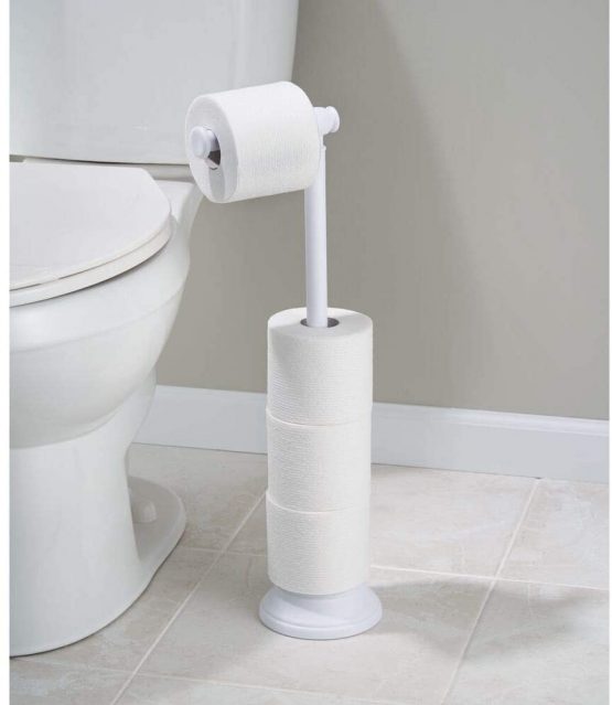 mDesign Decorative Free Standing Toilet Roll Holder No Drilling Necessary Compact Loo Roll