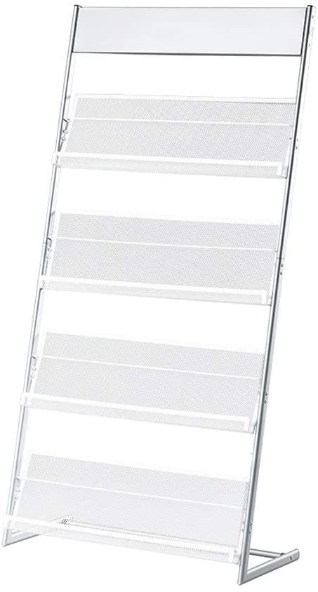 Kelly' Harvest House Magazine Rack Magazine Stand, Floor Standing Magazine Stand Literature Holder With 4 Pockets (Silver)