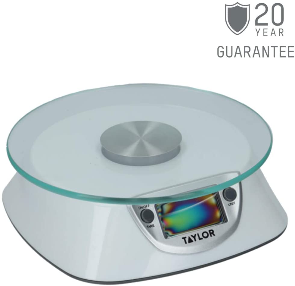 Taylor Digital Kitchen Food Scales with Glass Platform, Highly Accurate with Tare Function and Precision
