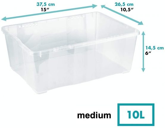 Grizzly 5 x Storage Boxes with Lids - 10 Litre - 14.8x10.4x5.7 inch (37.5x26.5x14.5 cm) - Stackable Clear Containers - Transparent Organiser - Image 2