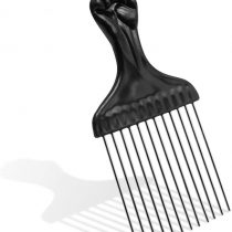 Afro Pick Magic Hair Coils Tool, Square Afro Pick with Natural Metal African Black Fist Comb