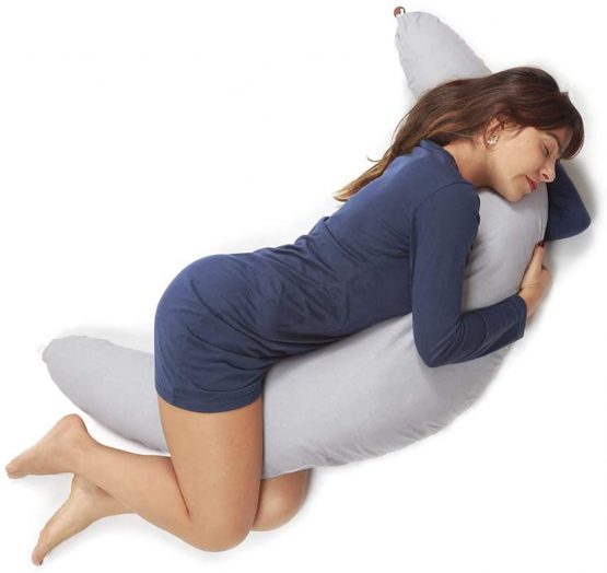 Niimo Pregnancy Pillow for Sleeping XXL Multifunctional Cushion for Nursing Breastfeeding Baby and Maternity Full Body Pillow Pregnant Women 100% Cotton Pillowcase Removable (Grey)