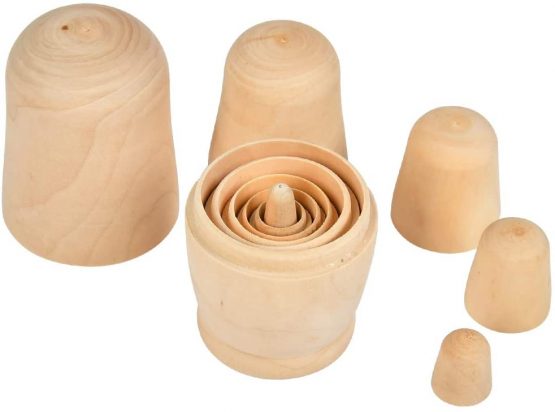 FOCCTS Wooden Nesting Dolls, Unpainted Russian Dolls, Set of 6 Russian Matryoshka Stacking Dolls Kids Toy Gift Decorations - Image 4