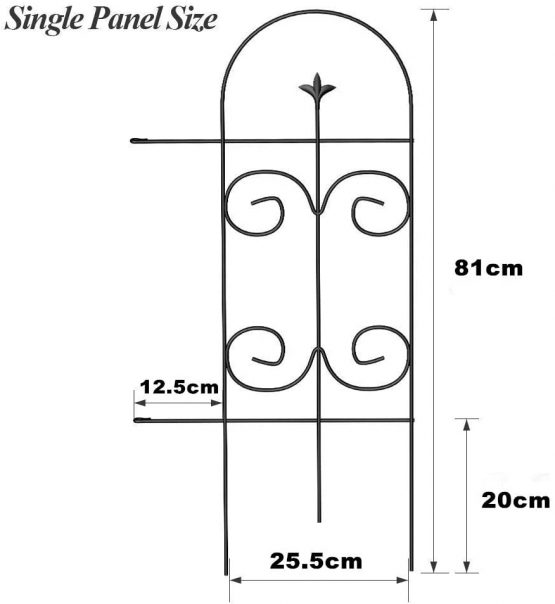 Amagabeli Garden Fence 32in x 10ft Decorative Garden Fencing Rustproof Black Iron Border Fence Panel Edging Metal Wire Fencing Animal Barrier 10" gap for Outdoor Patio Vinyl Flower Bed Vegetable Fence - Image 3