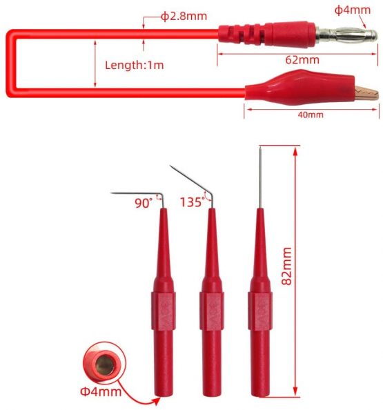 Cleqee In Test Leads Back Probe Kit Colors Back Probe Pins Mm Banana Plug To Copper