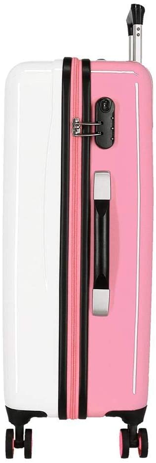 Enso Be Happy Pink Luggage Set 55/68 cm Rigid ABS Combination Lock 104 Litre 4 Double Wheels Hand Luggage - Image 3