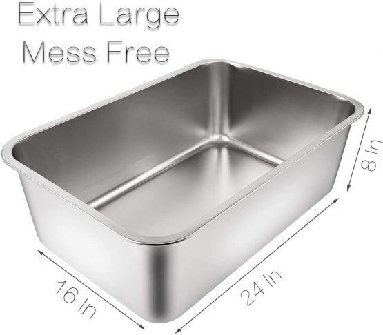Yangbaga XXL Cat Litter Tray Suit for Two Cats ，High Side Rabbit Litter Tray，Stainless Steel Large Size Cat Litter Box No Odor, Non Stick, Never Bend, Easy to Clean - Image 2
