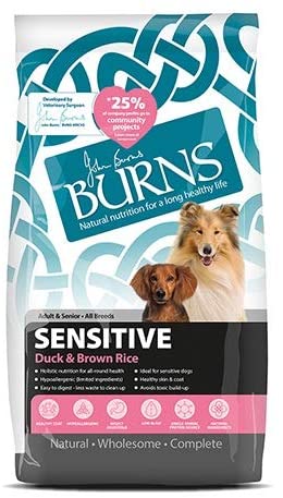 Burns Pet Nutrition Hypoallergenic Complete Dry Dog Food Adult and Senior Dog Sensitive with Duck and Brown Rice 6 kg