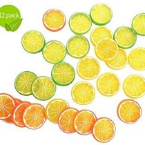ICEBLUEOR Realistic Fake Artificial Lemon Limes Slice Simulation Fruit Decoration, Mini Small Simulation Lemon Slices Plastic Fake Artificial Fruit Model Party Kitchen Wedding Decoration (12 Pcs)