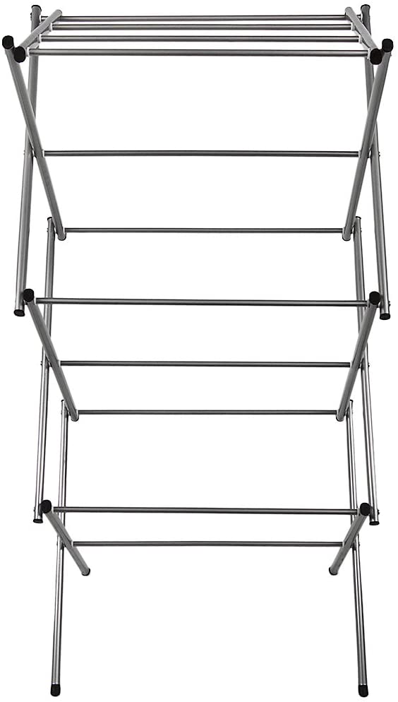 Home Vida Accordion Drying Rack 3-Tier X-Frame Clothes Airer with Foldable Metal Design, Indoor/Outdoor Use, Silver - Image 3