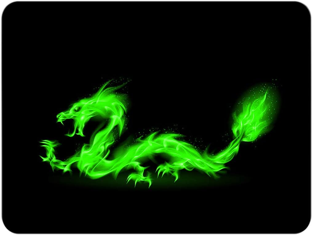 Silent Monsters Mouse Mat Medium 14 x 10 inches / 36 x 25 cm, Fire Dragon, Lasercut Edges, washable & rollable Mouse Pad