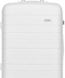 Kono Lightweight Polypropylene Medium Check in Luggage with 4 Spinner Wheels TSA Lock YKK Zipper Hard Shell Travel Trolley Suitcase (White, 65cm 66L)