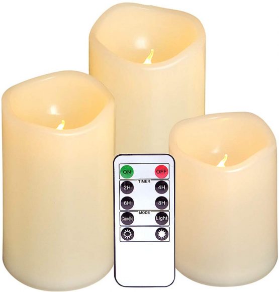 Eldnacele Outdoor LED Candles with Remote Timer, Flameless Flickering 3 Pack Battery Candles Waterpoof Heat Resistant Candles for Outdoor Indoor Garden Patio Home Decoration