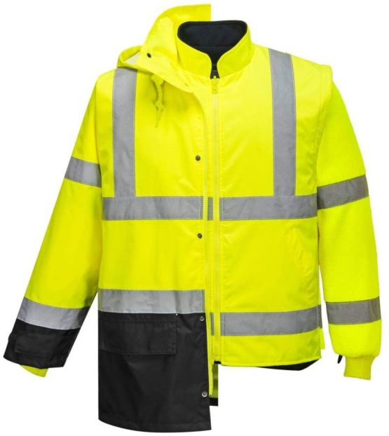 Portwest S768YBRL Hi-Vis Executive 5-in-1 Jacket, Regular, Size: Large, Yellow/Black