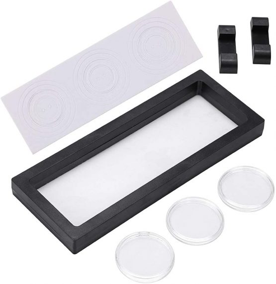 Skelang 3 Pack Coin Display Case, 3d Floating Frame Display Holder with 9 Coin Capsules, Coin Display Stand for Coin, Stamp, Jewelry, 23 × 9cm - Image 2