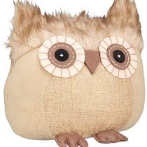Relaxdays Owl Doorstopper, Decorative Floor Bumper, Standing, Filled Fabric Door Stop, Brown, 21 x 22 x 19 cm