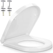 Pipishell Soft Close Toilet Seat with Quick Release, Simple Top Fixing, Heavy Duty UF Material Anti-Bacterial Toilet Seats White with Adjustable Stainless Hinges, D Shape/U Shape Toilet Lid Loo Seat