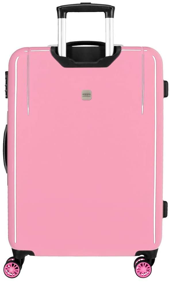 MOVOM Enso Be Happy Pink Medium Suitcase 45x68x26 cm Rigid ABS Combination Lock 70 Litre 3.7 kg 4 Double Wheels - Image 4