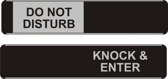 Seco Do Not Disturb/Knock & Enter Sliding Sign, 255mm x 52mm - Aluminum/PVC