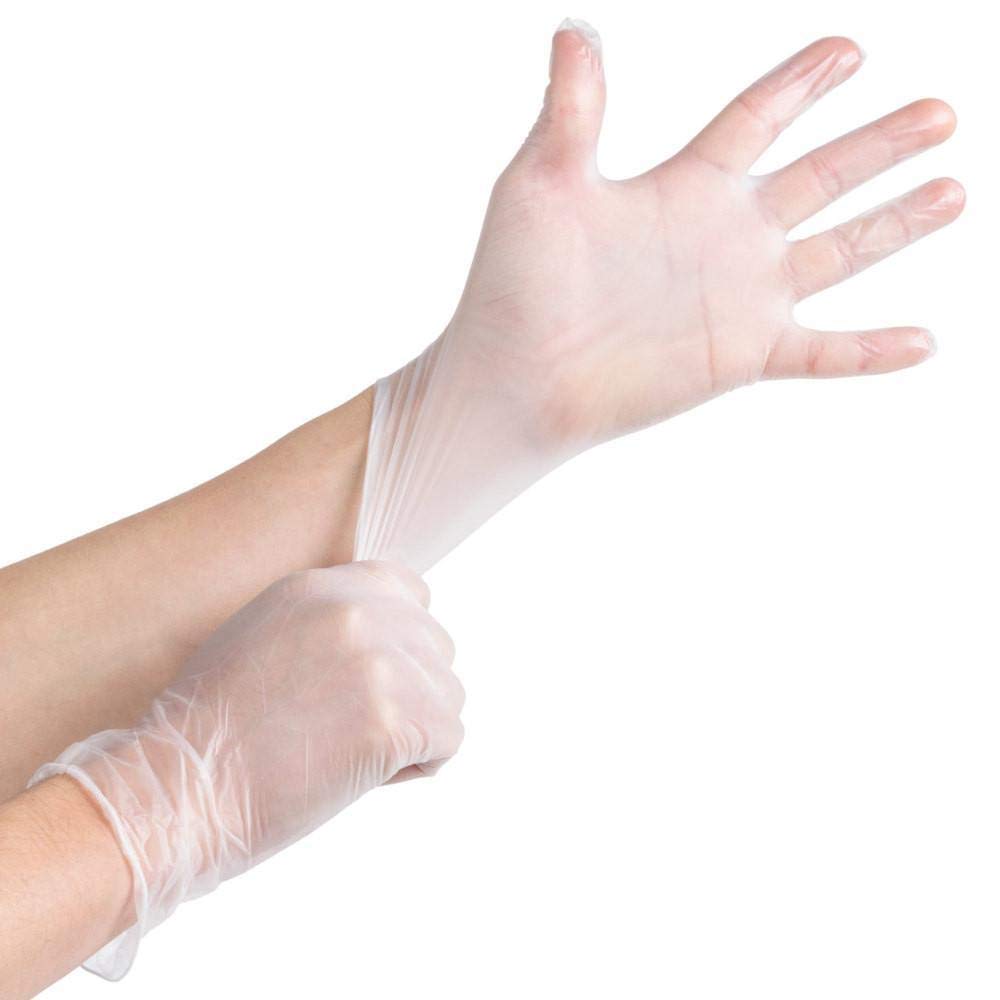 100 (1 Box) x Clear Vinyl (Latex & Powder Free) Gloves Disposable Safety Food Catering Cleaning etc.. (Small)