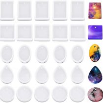 25 Pcs Jewelry Casting Molds, AIFUDA 5 Styles Pendant Resin Moulds with Hanging Hole for Resin Jewelry, Keychain, Pendant, DIY Resin Crafts Making