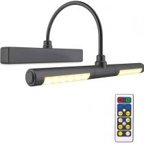 BIGLIGHT Picture Light with Remote Control,Wireless Battery Operated LED Wall Lights,13 Inches Rotatable Light Head with 3 Lighting Modes, Dimmable Display Picture Lights for Dartboard Pictures-Black