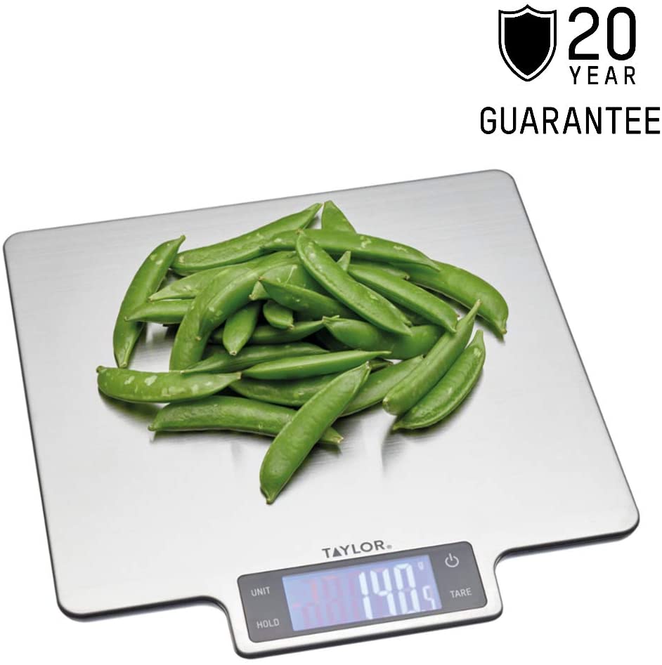 Taylor Pro Digital Large Kitchen Food Scales, Professional Standard Tare Feature with Accuracy and High Precision Sensor