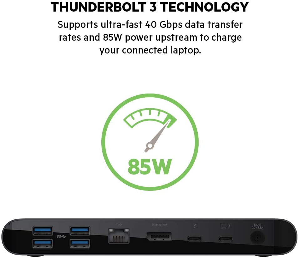 Belkin Thunderbolt 3 Dock Pro w/ 2.6ft Thunderbolt 3 Cable (Thunderbolt Dock for macOS and Windows) Dual 4K @60 Hz - Image 3