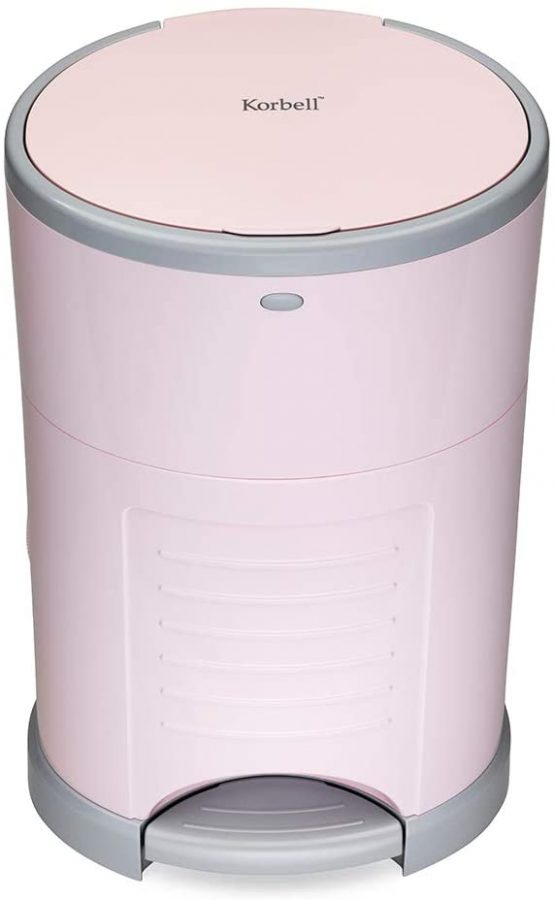 Korbell Standard 16 Litre, Hands Free Nappy Disposal Bin, Soft Pink