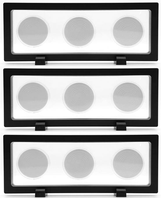 Skelang 3 Pack Coin Display Case, 3d Floating Frame Display Holder with 9 Coin Capsules, Coin Display Stand for Coin, Stamp, Jewelry, 23 × 9cm