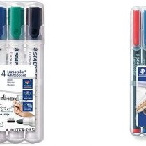 STAEDTLER 351 WP4 Lumocolour Whiteboard Marker with Bullet Tip, Multicolour, Pack of 4 + Textsurfer Classic 364 Highlighter - Assorted Colours, Pack of 6