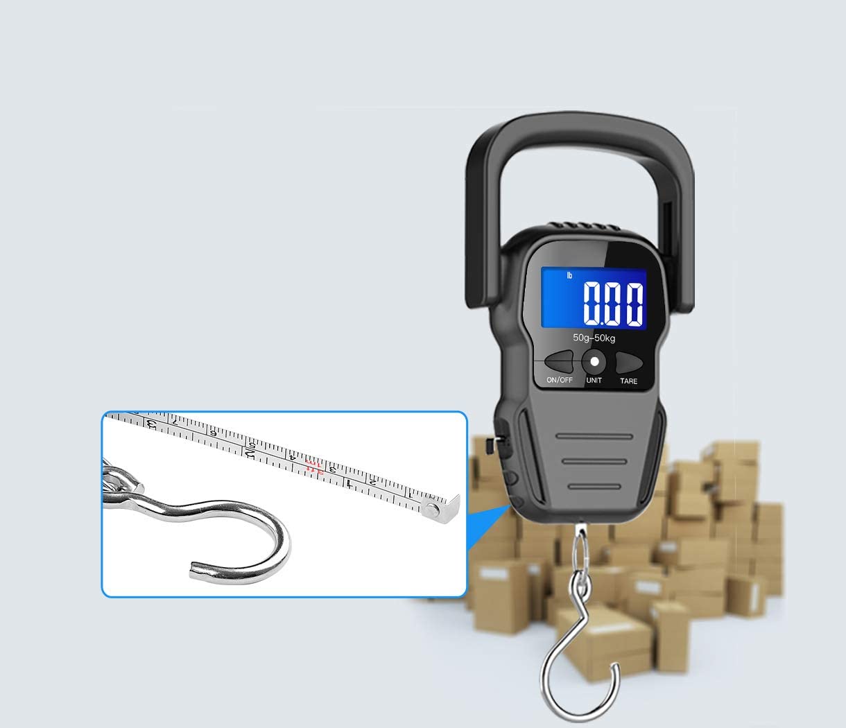 Digital Fish Scale, Luggage Scale, Weight Hanging Hook Scale,110lb/50KG-Backlit LCD Display,Waterproof Bag - Image 3