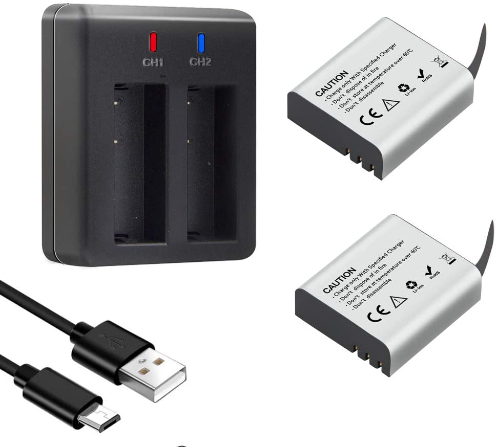 3 Batteries Rechargeables Vhbw Pour Akaso EK7000 - 900 MAh, 3.7V, Compatibles SJCam SJ4000, Avec Puce D'info